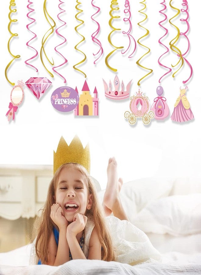 CC HOME 15Pack Princess Castle Hanging Swirls Girls Crown Dress Jewelry Ceiling Streamer Birthday Party Decorations Pink Princess Castle Themed Party Favors for Holiday Baby Shower Home Decoration - Image 4